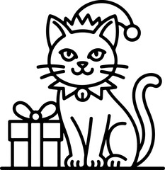Cat With Gift Vector Art