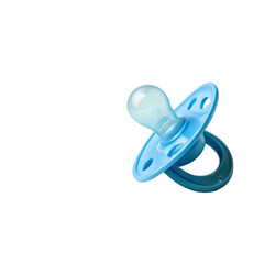 Soothing Silicone: A close-up shot of a single, bright blue pacifier, its smooth, translucent surface beckoning. Designed for comforting infants and young babies.