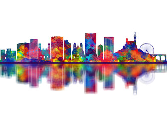 Obraz premium Marseille France Skyline. Cityscape Skyscraper Buildings Landscape City Downtown Abstract Landmarks Travel Art