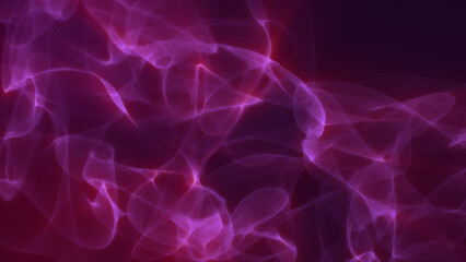 A vibrant mix of red and purple glowing waves weave through dark space, creating an energetic and surreal digital pattern