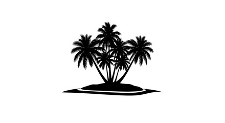Obraz premium Palm trees silhouette on island
