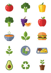 Vegan Ingredients Icon Pack for Healthy Lifestyle