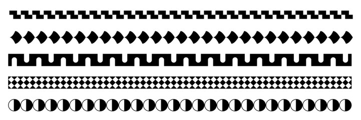seamless Brutal shapes geometric brush stroke divider lines. vector illustration