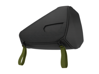 Black Triangle-shaped Backpack with Green Straps