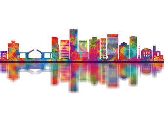 Fototapeta premium Norfolk Virginia Skyline. Cityscape Skyscraper Buildings Landscape City Downtown Art
