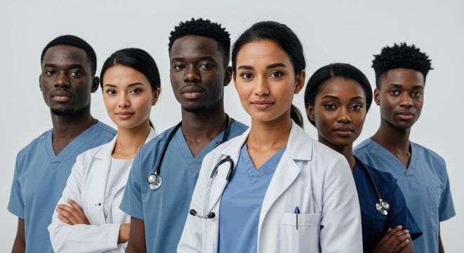 Diverse Medical Team Portrait Doctors and Nurses Healthcare Professionals.