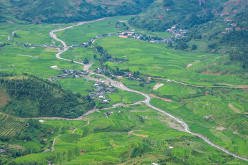 Rice fields on terraces of Mu Cang Chai, Vietnam.