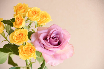 Obraz premium 黄色と紫のばら