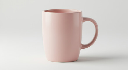 Aesthetic Pink Ceramic Mug Isolated on a Seamless White Background, Perfect for Minimalist and Elegant Branding and Product Photography Concepts