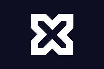 Obraz premium Bold White X Logo on Dark Blue Background: Modern, Minimalist Design.