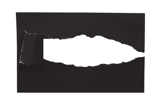 Black torn paper isolated on transparent background