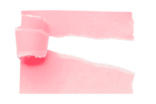Pink torn paper isolated on transparent background