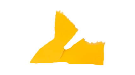 Yellow torn paper isolated on transparent background