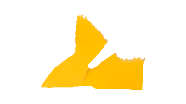Yellow torn paper isolated on transparent background