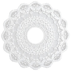 round lace doily with flower pattern isolated on white background