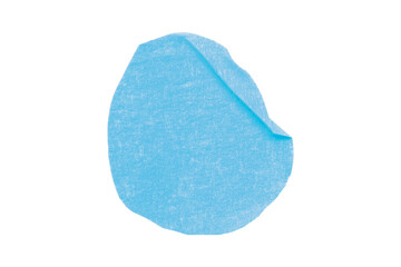 Light blue circle masking tape sticker with wrinkled edges, separate wrinkled round paper on transparent background.
