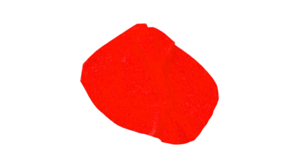 Red circle masking tape sticker with crumpled edges, separate crumpled round paper on transparent background.