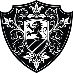 Medieval Heraldic Armorial Coat Silhouette Vector, design element, element, shape, black, ancient