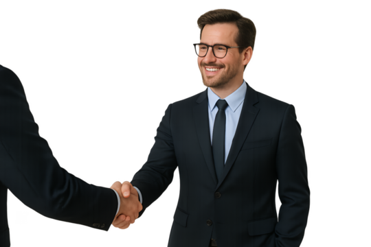 two businessmen shaking hands isolated