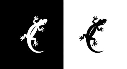 Naklejka premium Black and White Gecko Icon Design