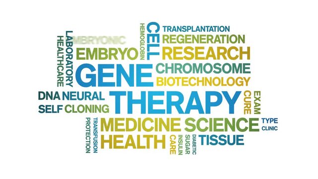 Gene Therapy animated word cloud-text design animation tag kinetic typography seamless loop.