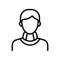 Obraz premium Person with neck brace in minimalist line art style on transparent background 