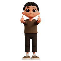 boy giving 2 thumbs up 3d illustration
