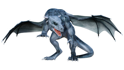 3D Rendering Fairy Tale Dragon on White