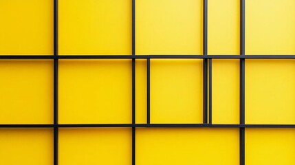 minimalist geometric design with thin black frames on a vibrant yellow background