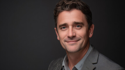 Obraz premium professional headshot of a man wearing casual office attire. businessman, dark background