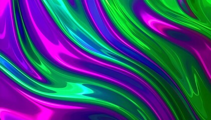 Abstract Swirling Neon Green Purple and Blue Hues