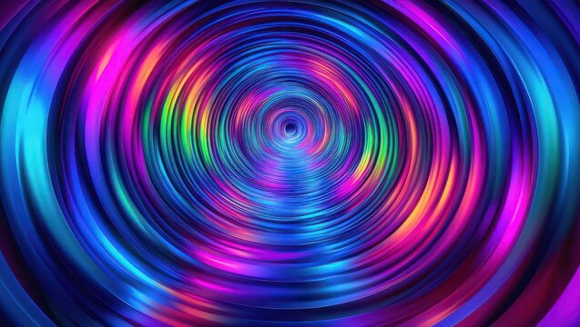 Vibrant Neon Swirls Create Psychedelic Tunnel Effect