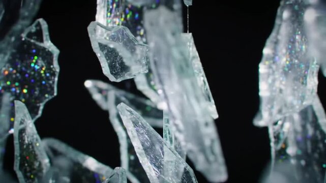 icicles on a black background