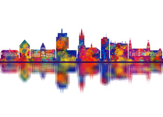 Szczecin Poland Skyline. Cityscape Skyscraper Buildings Landscape City Downtown Abstract Landmarks Travel Art