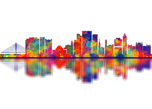 Tacoma Washington Skyline. Cityscape Skyscraper Buildings Landscape City Downtown Abstract Landmarks Travel Art