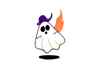 Cartoon Blanket Ghost Illustration
"Cute cartoon ghost under a blanket, perfect for Halloween and fun designs.