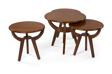 wooden coffee table isolated on white background 