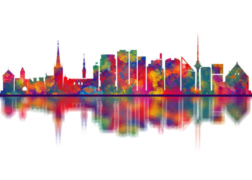 Tallinn Estonia Skyline. Cityscape Skyscraper Buildings Landscape City Downtown Abstract Landmarks Travel Art