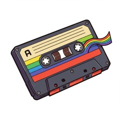Obraz premium Rainbow Cassette Tape Pixel Art Illustration