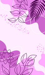 Abstract art background foliage luxury minimal background with flower line illustration art