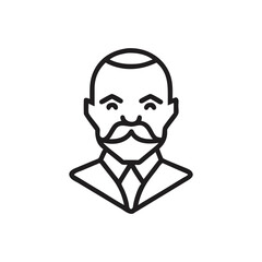 Line Art Icon of a Man with a Mustache and Suit on White Background male person
