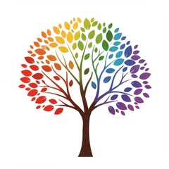 Obraz premium Rainbow Tree Illustration with Vibrant Leaves
