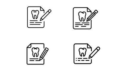 Dental report icons with tooth and writing concept