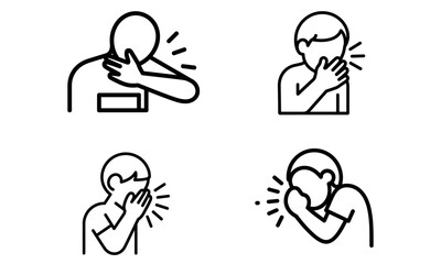 Person coughing icons for health and illness concepts
