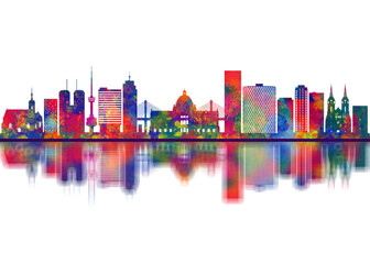 Obraz premium Zagreb Croatia Skyline. Cityscape Skyscraper Buildings Landscape City Downtown Abstract Landmarks Travel Art