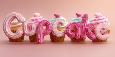 Cupcake Font. Sweet and Bold Text Effect with Three-Dimensional Embossing