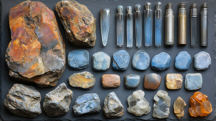 wire wrapping tools and gemstones on slate grey backdrop