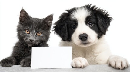 Cyber Dog. Puppy Dog and Cat Pets Together with Black Friday and Cyber Monday Gift Card Template