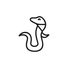 Fototapeta premium Simple Line Art Icon of a Stylized Snake on a White Background serpent reptile