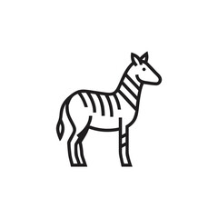 Simple line art illustration of a zebra standing on white background animal wildlife